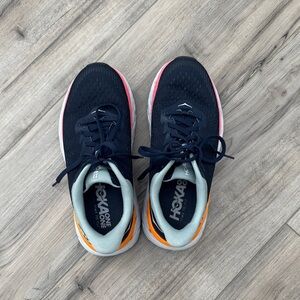 Hoka Navy and Orange Athletic Shoes